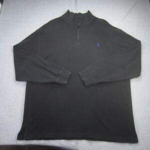 Polo Ralph‎ Lauren Sweater Mens 2XLT Tall Black 1/4 Zip Long Sleeve Pullover